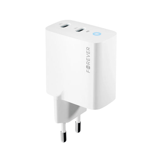 Forever Netzwerk-Ladegerät TC-06-40CC, 40W, 3A, 2 x USB-C, Weiß