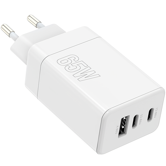 MaXlife Netzwerk-Ladegerät MXTC-08-65ACC, 65W, 3,25A, 1 x USB-A - 2 x USB-C, Weiß