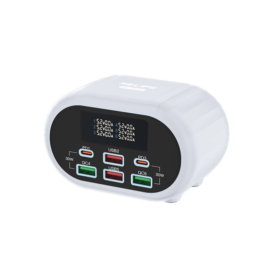Netzwerk-Ladegerät Relife RL-309U, 72W, 5A, 2 x USB-C - 4 x USB-A, Silber