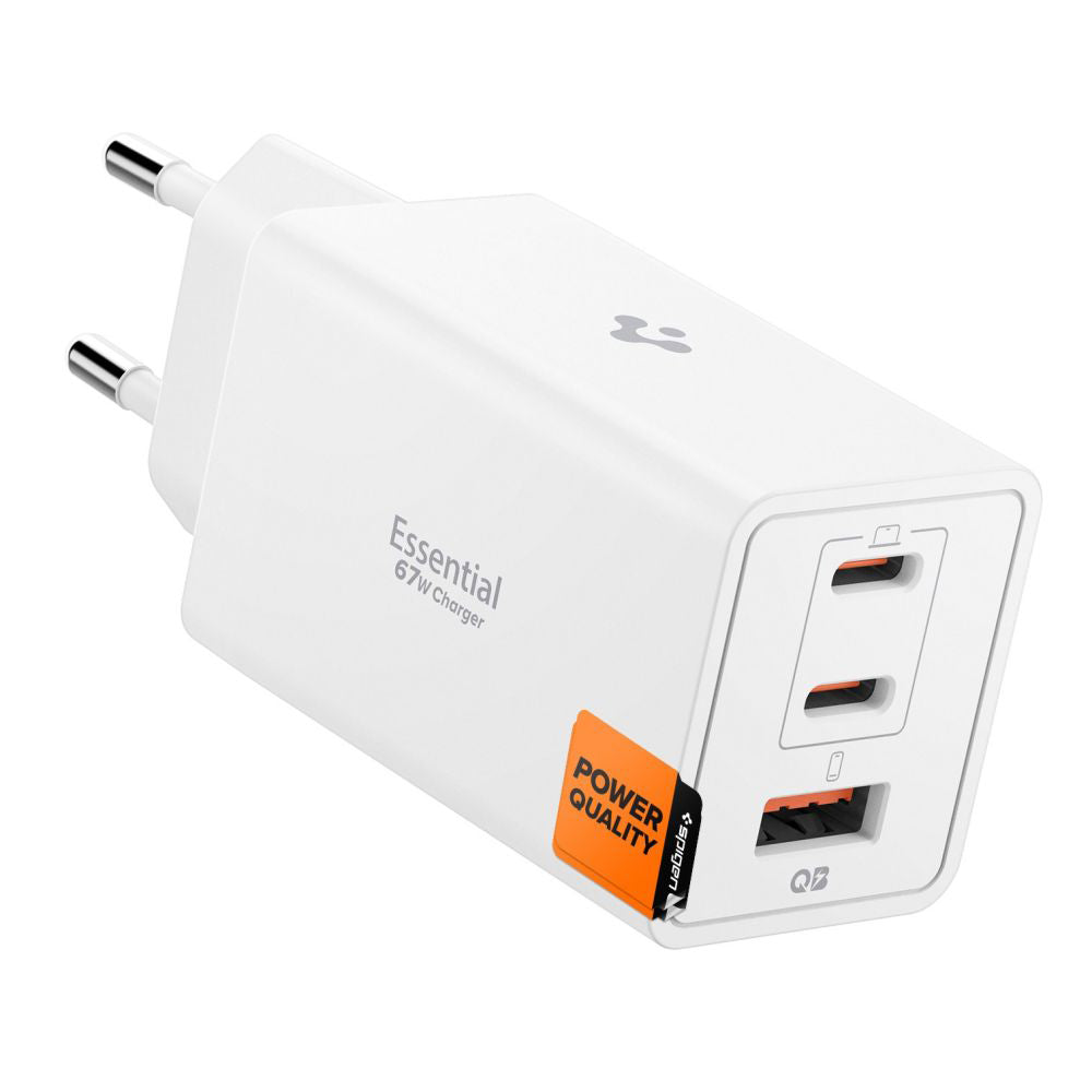 Spigen Essential Netzladegerät, 67W, 3.25A, 1 x USB-A - 2 x USB-C, Weiß ACH08710