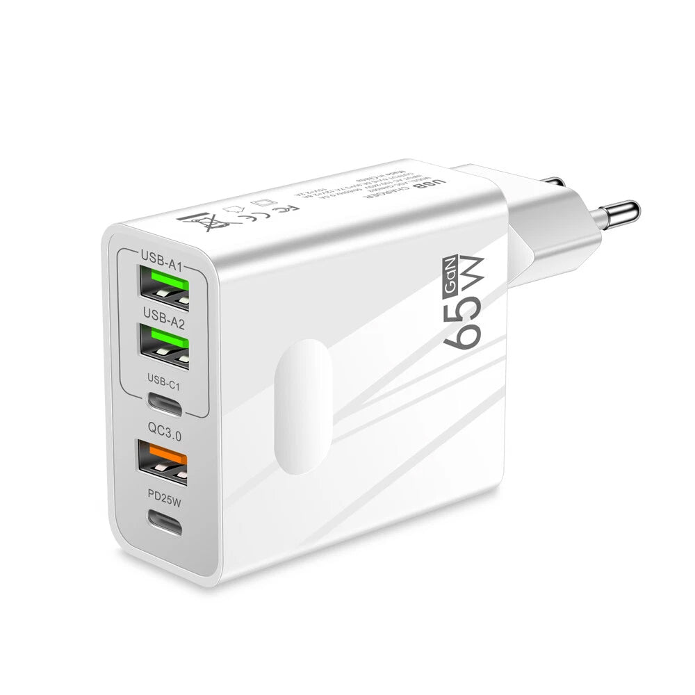 Netzladegerät Techsuit CHC1 PentaXPower, 25W, 3A, 3 x USB-A - 2 x USB-C, Weiß