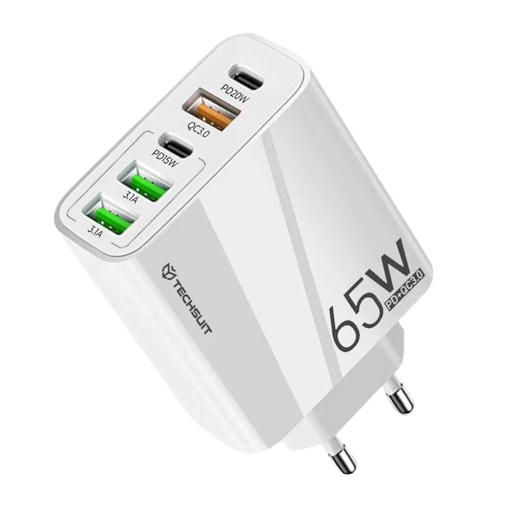 Netzladegerät Techsuit CHC2 PentaXPower, 20W, 3A, 3 x USB-A - 2 x USB-C, Weiß