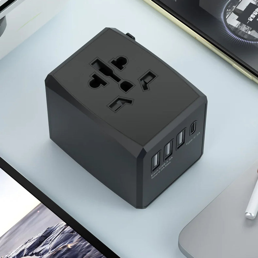Netzladegerät Techsuit HHT904-B1 Travel, 15W, 3A, 3 x USB-A - 1 x USB-C, Schwarz