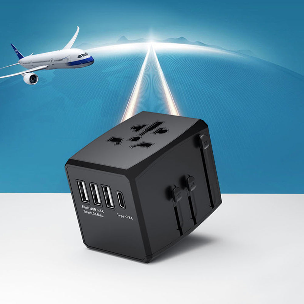 Netzladegerät Techsuit HHT904-B1 Travel, 15W, 3A, 3 x USB-A - 1 x USB-C, Schwarz