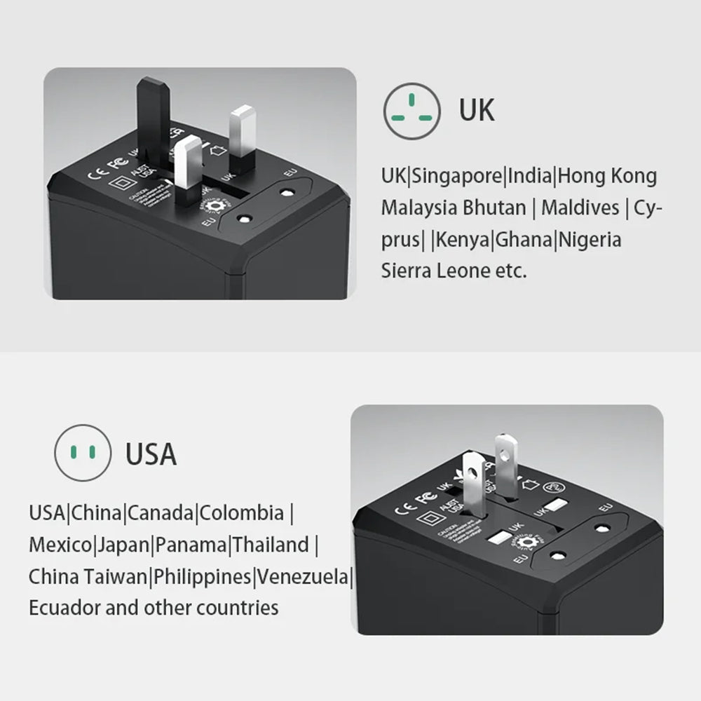 Netzladegerät Techsuit HHT904-B1 Travel, 15W, 3A, 3 x USB-A - 1 x USB-C, Schwarz