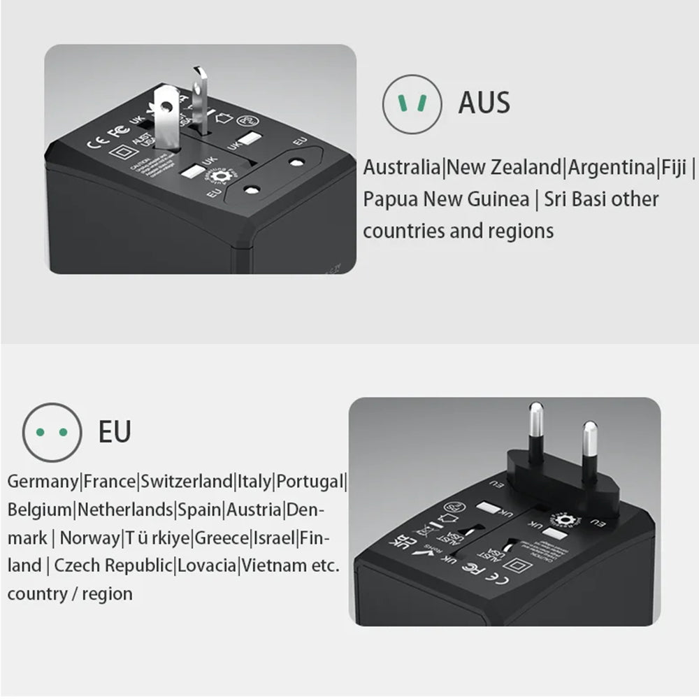 Netzladegerät Techsuit HHT904-B1 Travel, 15W, 3A, 3 x USB-A - 1 x USB-C, Schwarz