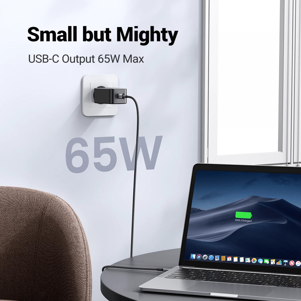 UGREEN Netzladegerät CD244 (10335), 65W, 3A, 1 x USB-A - 2 x USB-C, Grau