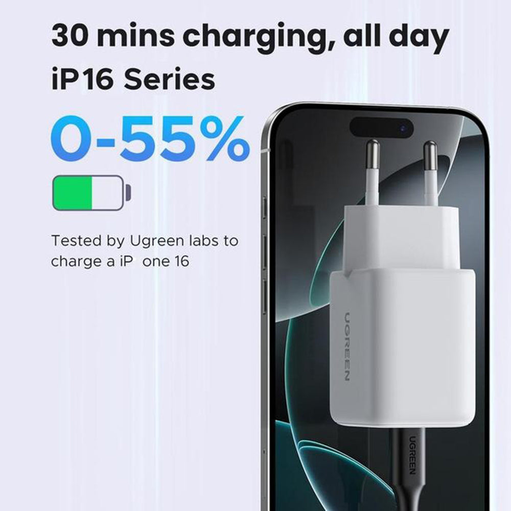 UGREEN X516 Network Charger, 30W, 3A, 1 x USB-A - 1 x USB-C, Blue