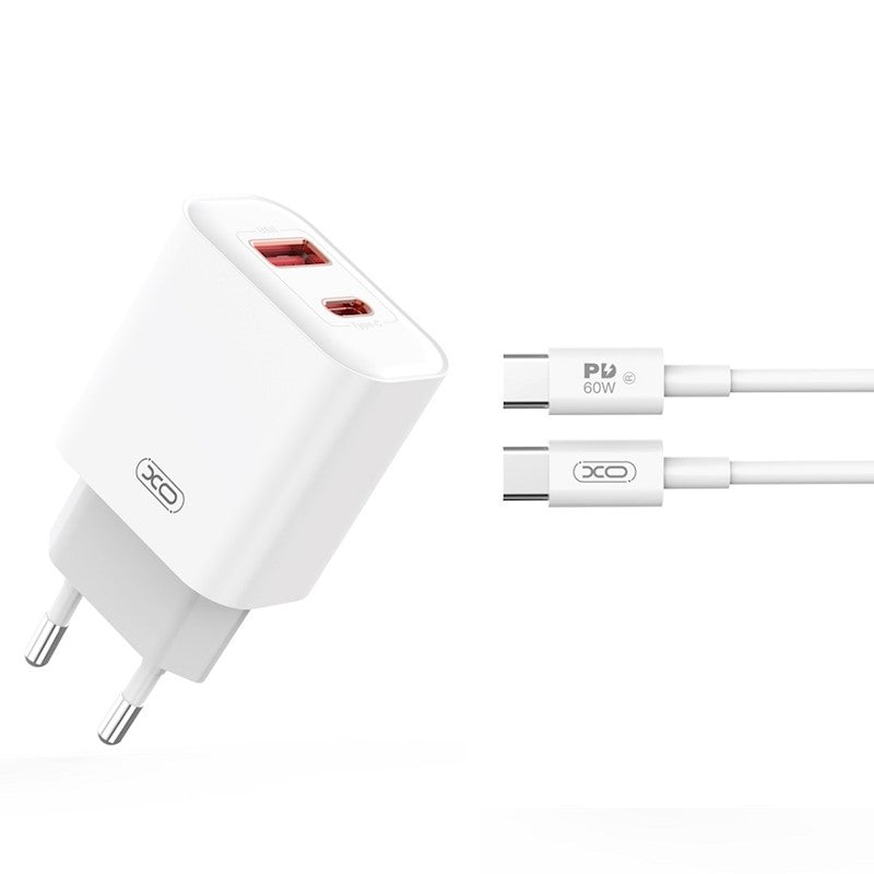XO Design CE12 Netzteil 20W mit USB-C Kabel | 1x USB-A & 1x USB-C | Weiß