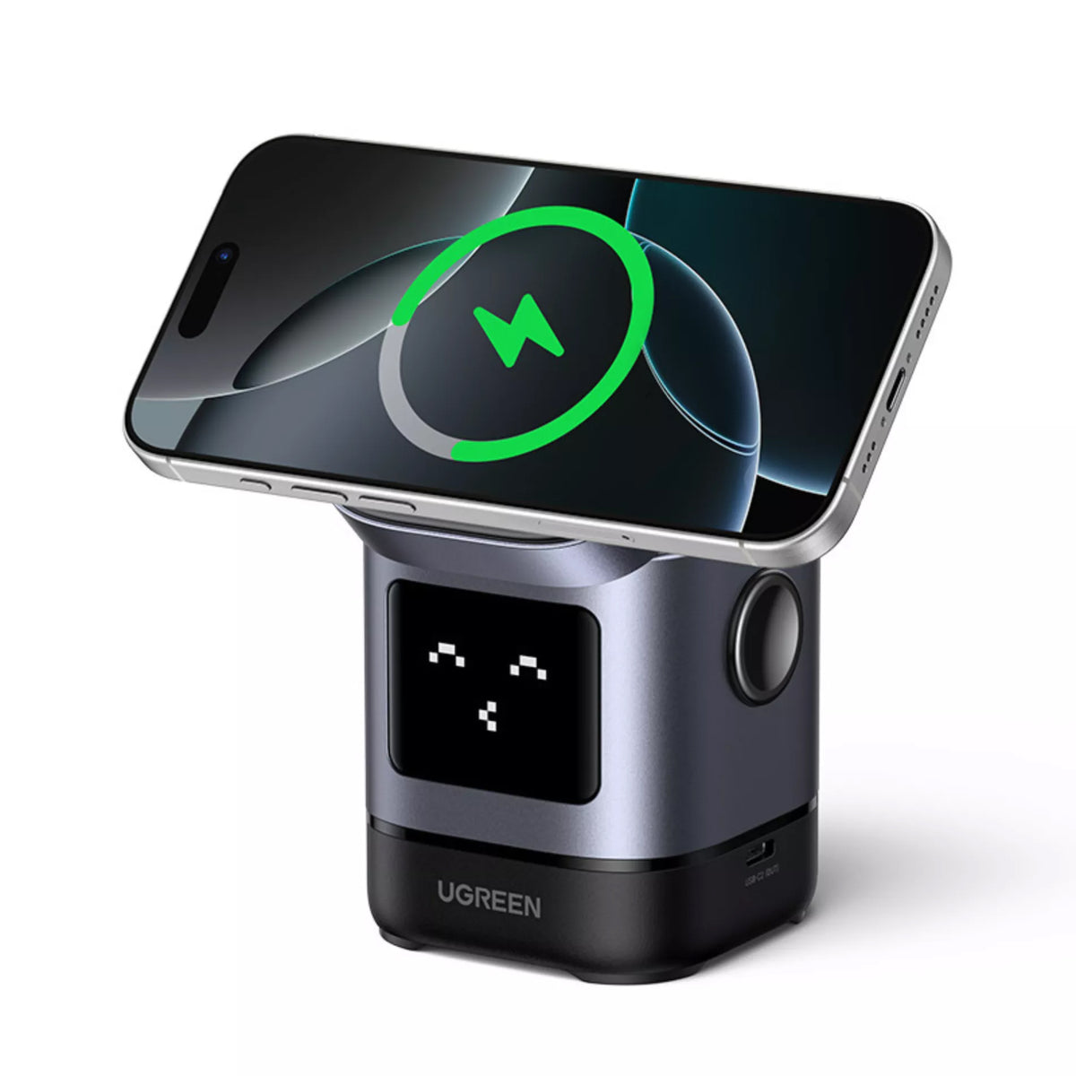 UGREEN W709 Uno 2in1 Wireless Netzladegerät, 15W, 1.67A, Schwarz