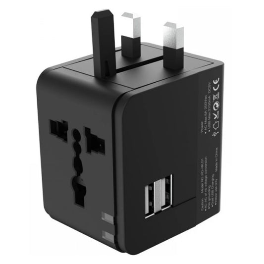 Netzladegerät XO Design WL01 Travel, 10.5W, 2.1A, 2 x USB-A, Schwarz