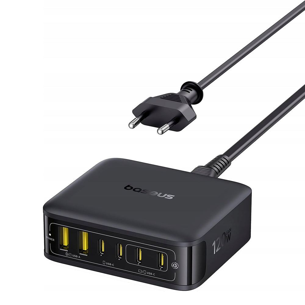 Baseus EnerFill FH21 Ladestation, 120W, 3.25A, 2 x USB-A - 4 x USB-C, Schwarz E0120T00