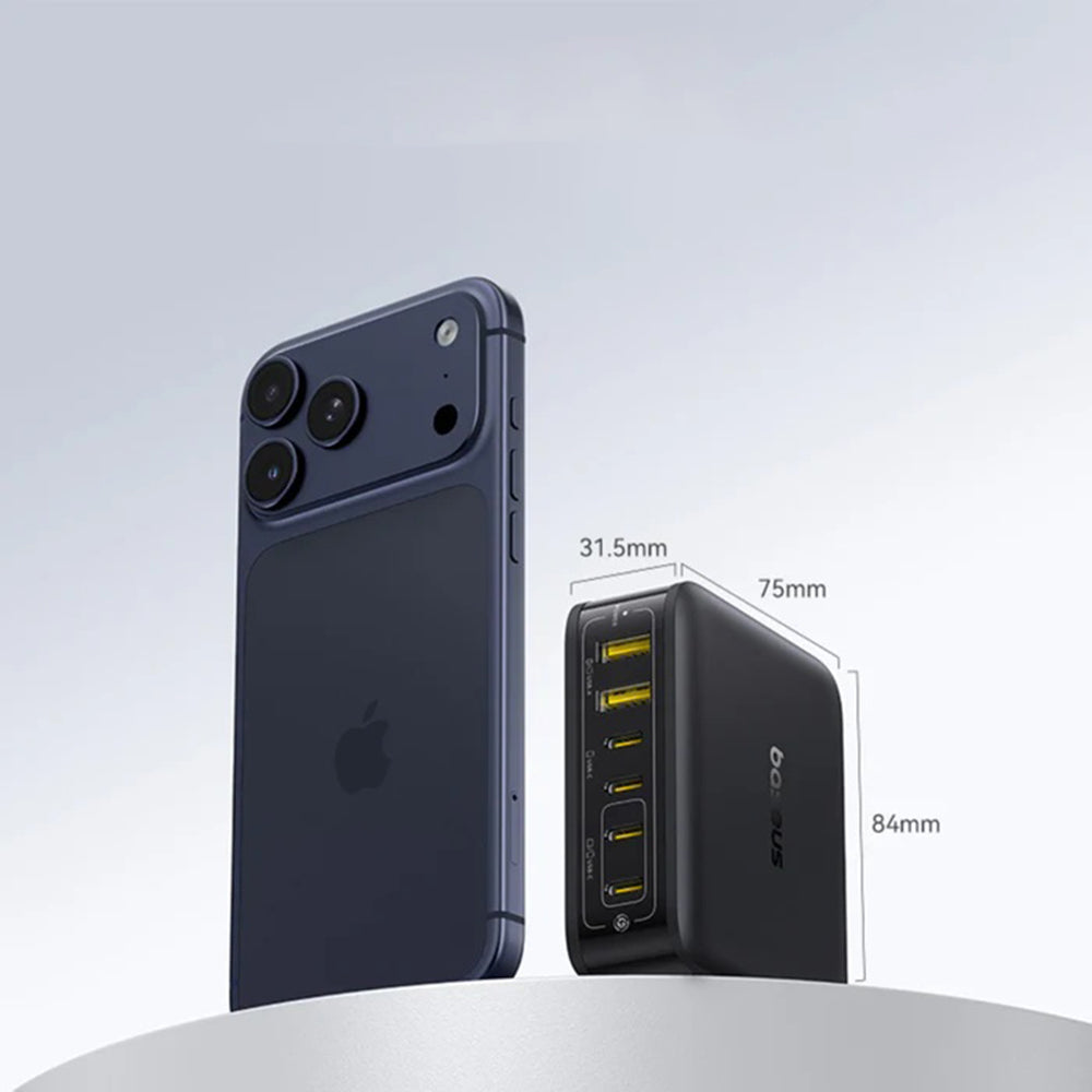 Baseus EnerFill FH21 Ladestation, 120W, 3.25A, 2 x USB-A - 4 x USB-C, Schwarz E0120T00