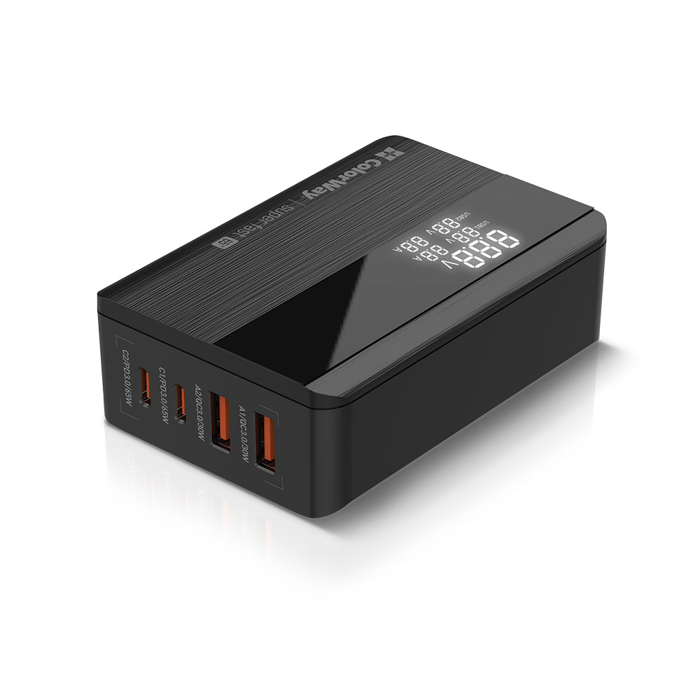 Ladestation ColorWay Display, 65W, 3.25A, 2 x USB-A - 2 x USB-C, Schwarz