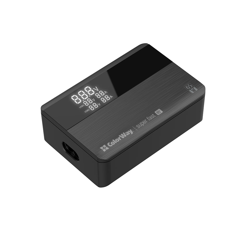 Ladestation ColorWay Display, 65W, 3.25A, 2 x USB-A - 2 x USB-C, Schwarz