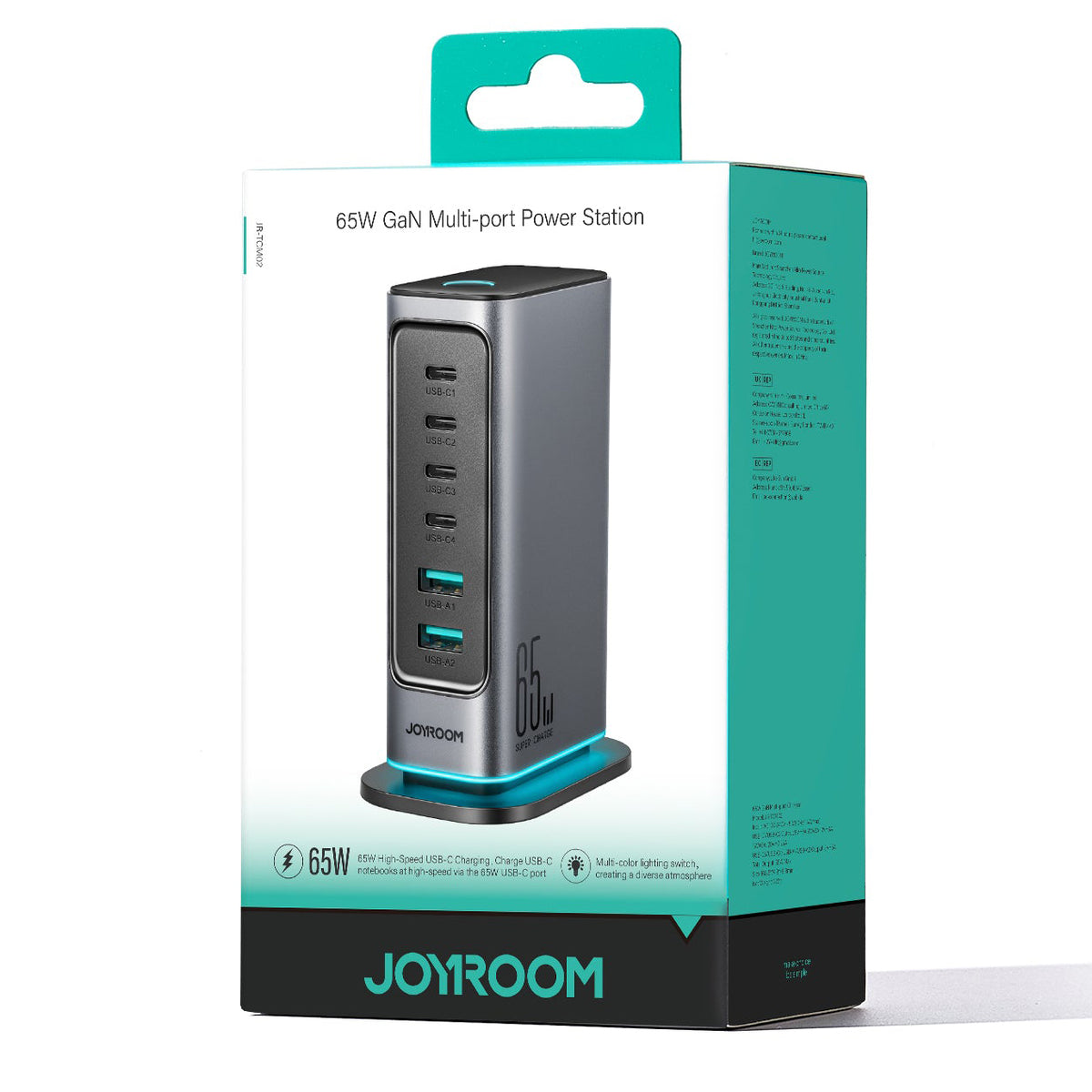 Joyroom JR-TCM02 Charging Station, 65W, 3.25A, 2 x USB-A - 4 x USB-C, Gray