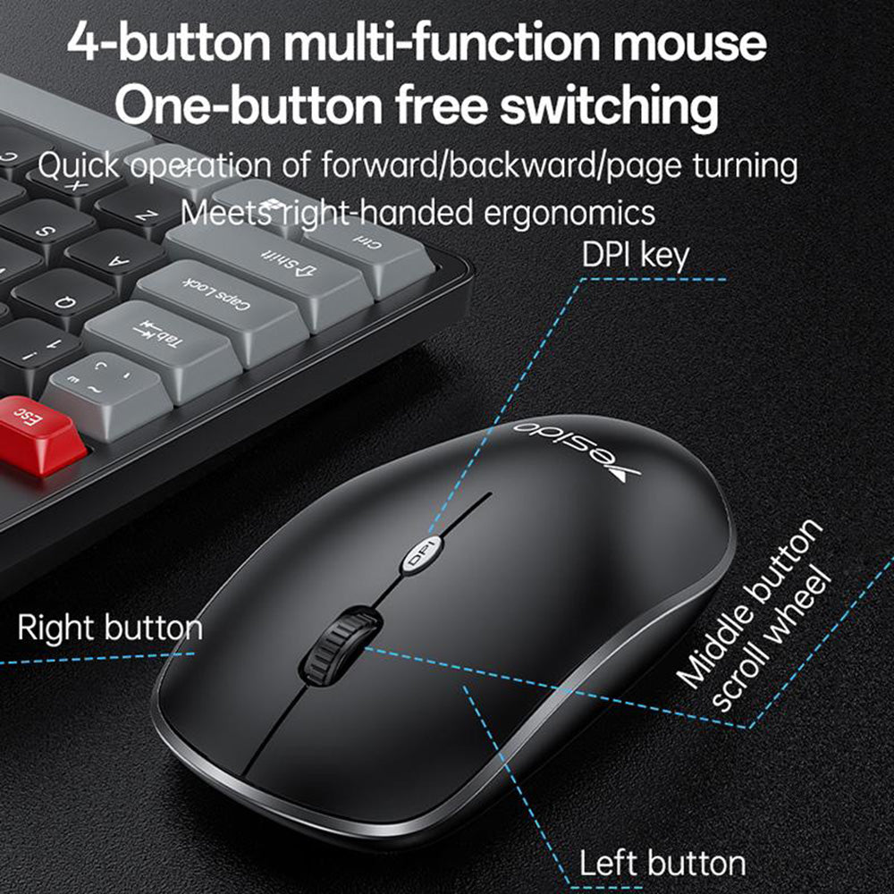 Wireless Tastatur und Maus Set Yesido KB43, Schwarz