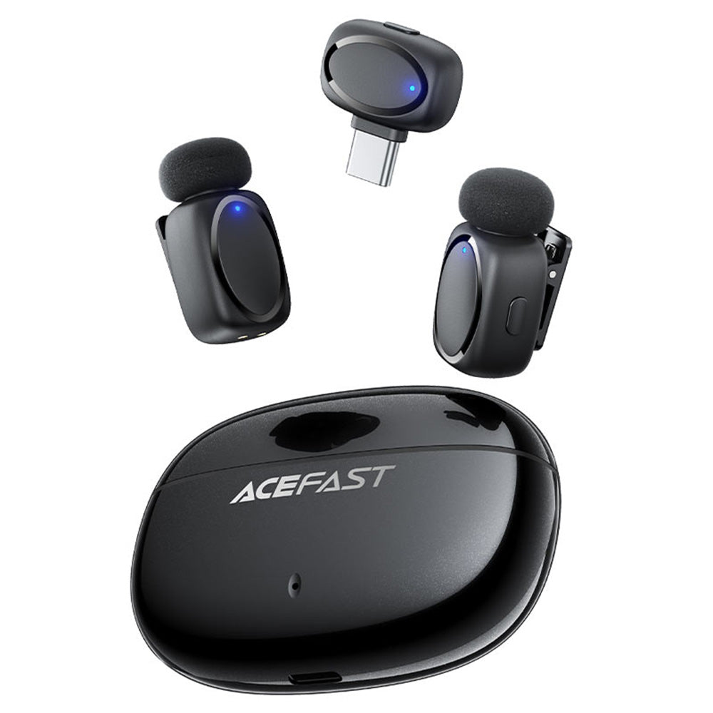 Lavaliermikrofon Acefast R2, USB-C, Set 2 Stück, Schwarz