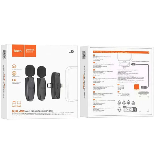 HOCO L15 Lavalier, USB-C / Lightning, Set 2 Stück, Schwarz