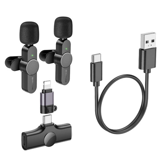 Lavaliermikrofon Borofone BFK12 Trophy, USB-C / Lightning, Set 2 Stück, Schwarz