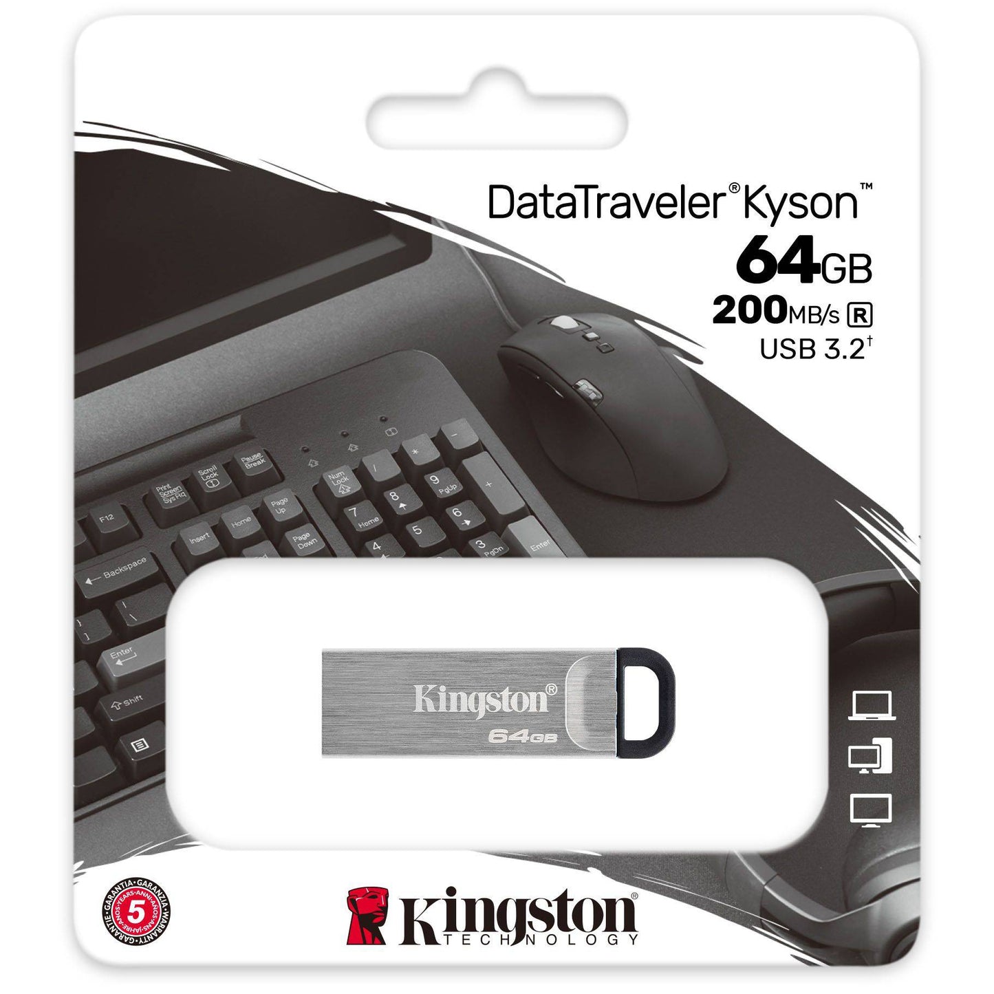 Externer Speicher USB-A 3.2 Kingston DT Kyson, 64Gb DTKN/64GB