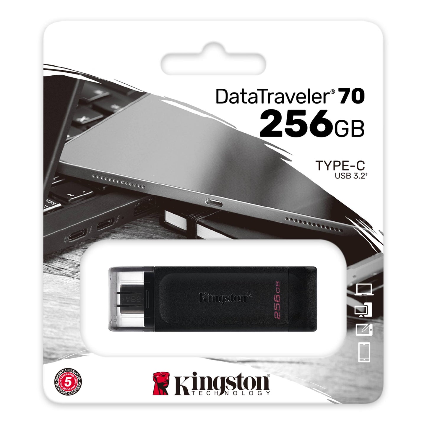 Externer USB-C Speicher Kingston DT70, 256Gb DT70/256GB