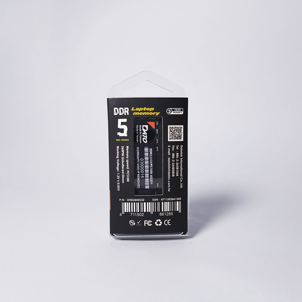 Dato RAM-Speicher, DDR5, 8GB, 5600Mhz, Schwarz DT8G5DS56