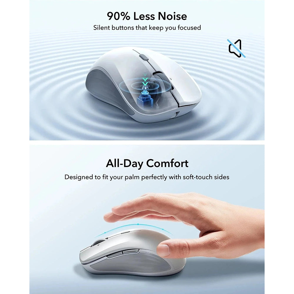 Wireless-Maus ESR MagMouse, 800DPI - 4800DPI, BT / Wi-Fi, Weiß