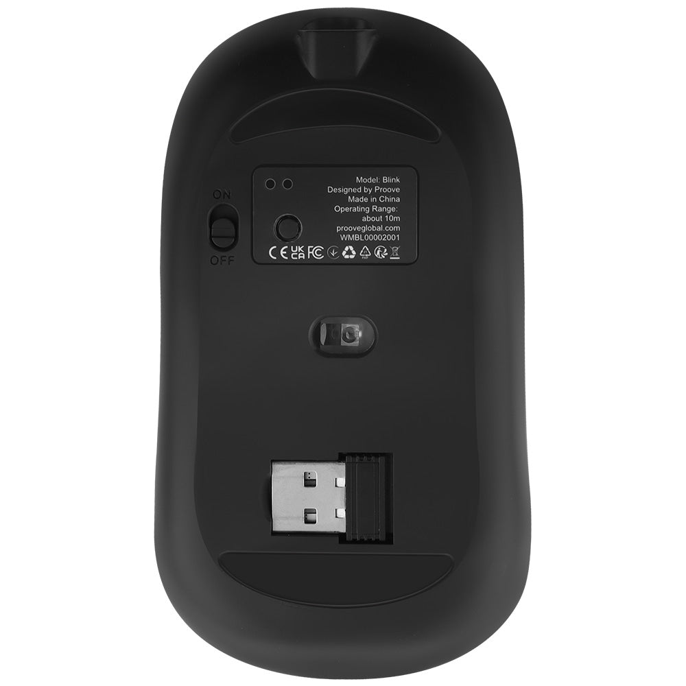 Wireless-Maus Proove Blink, RGB, 800DPI - 1600DPI, BT / Wi-Fi, Schwarz WMBL00002001