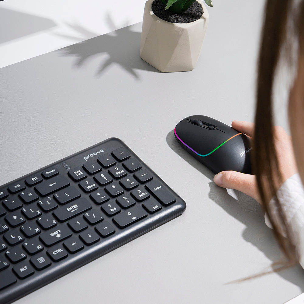 Wireless-Maus Proove Blink, RGB, 800DPI - 1600DPI, BT / Wi-Fi, Schwarz WMBL00002001