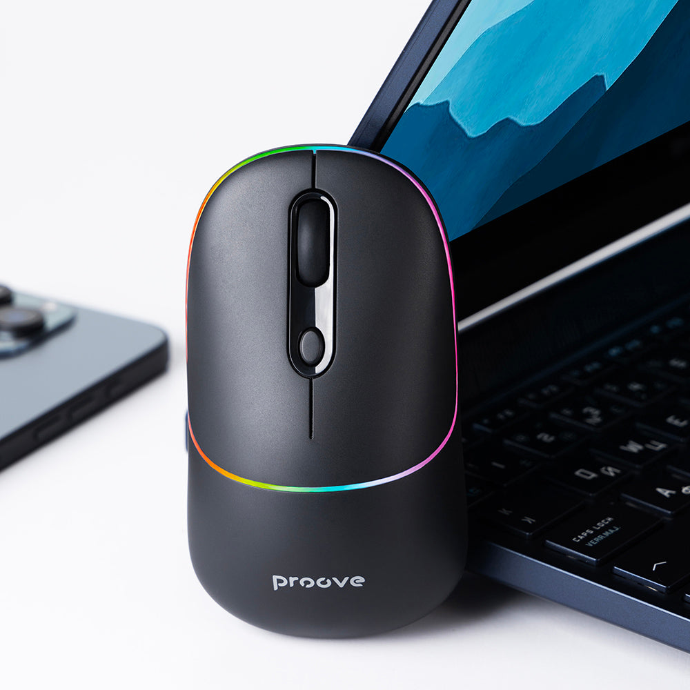 Wireless-Maus Proove Blink, RGB, 800DPI - 1600DPI, BT / Wi-Fi, Schwarz WMBL00002001