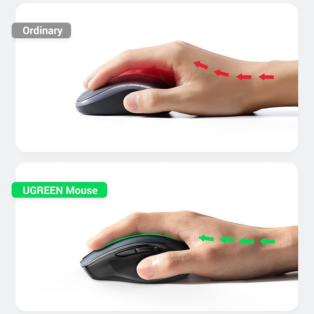 UGREEN MU006S Wireless Mouse (85082), 4000DPI, BT / Wi-Fi, Gray