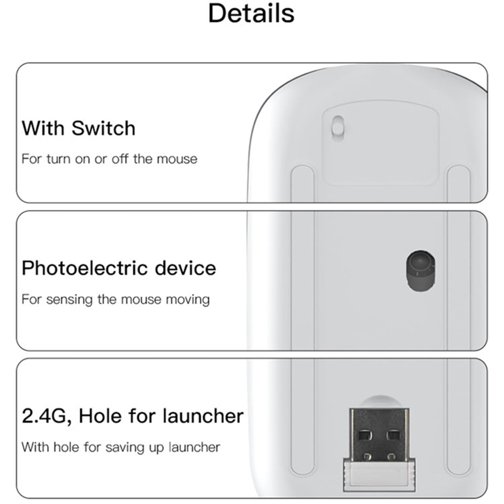 Wireless-Maus Yesido KB15, 800DPI - 1600DPI, Silber