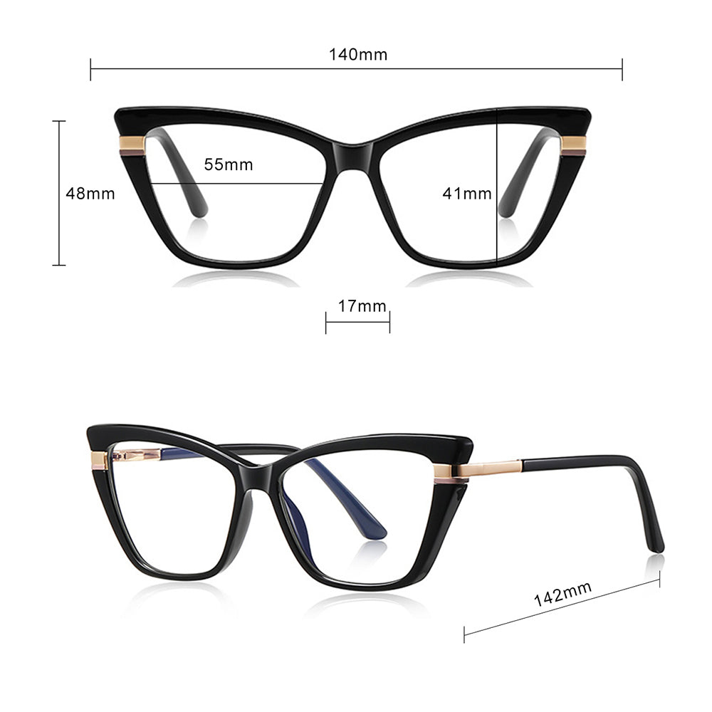 Damen Computerbrille Techsuit 2271, Anti-Blue Light, Schwarz