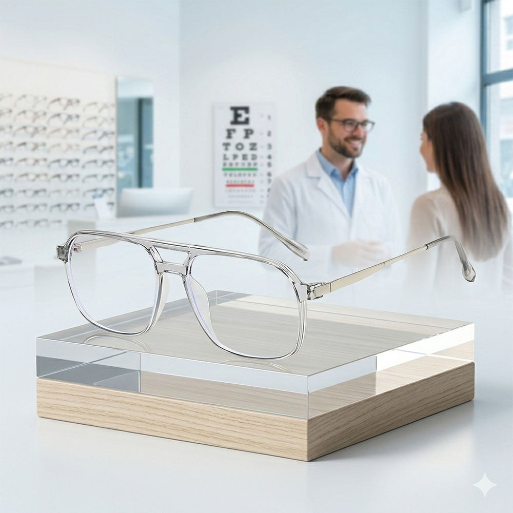 Unisex Techsuit 83092 Computer Glasses, Anti-Blue Light, Transparent Silver