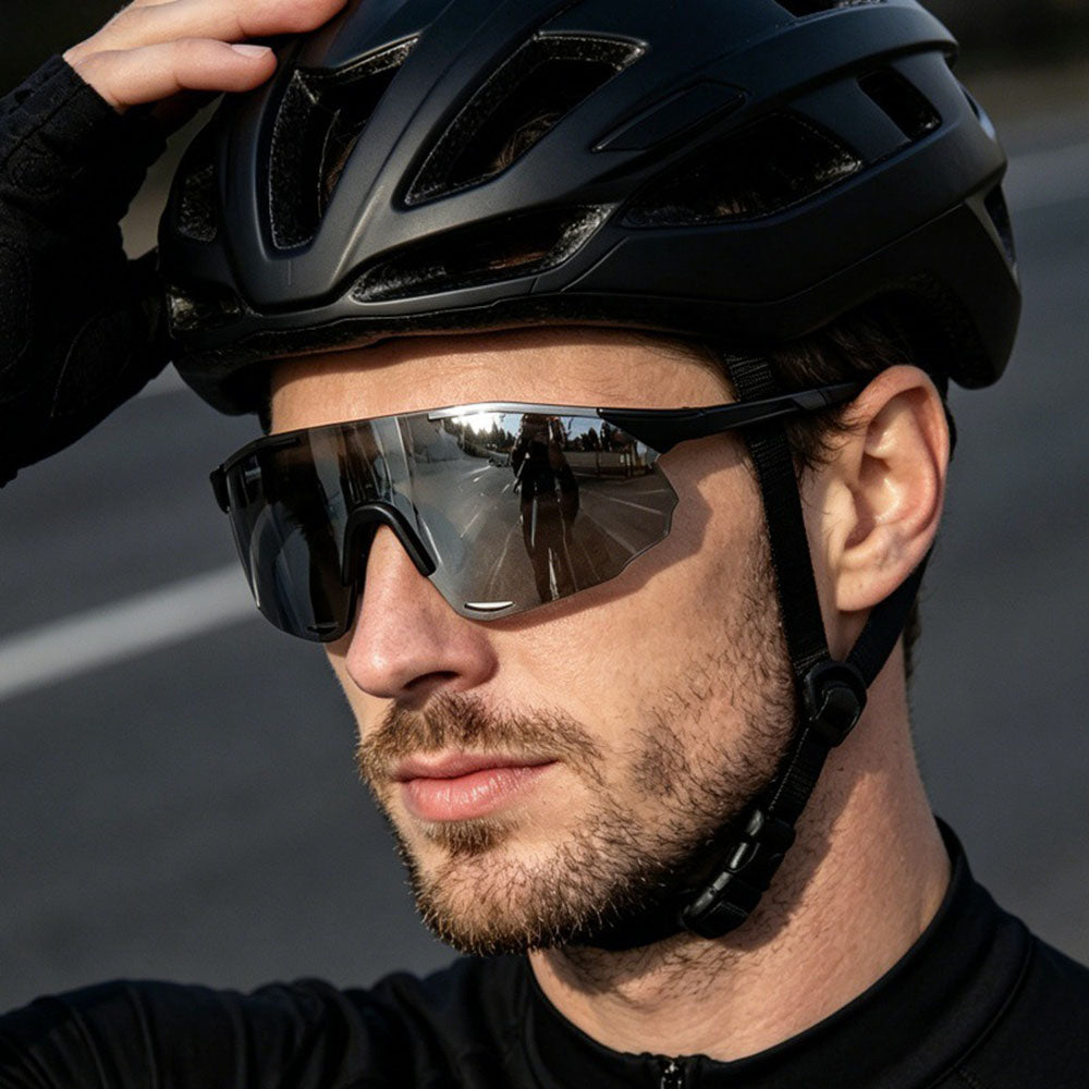 Unisex Techsuit 8853 Cycling Glasses, Black Grey