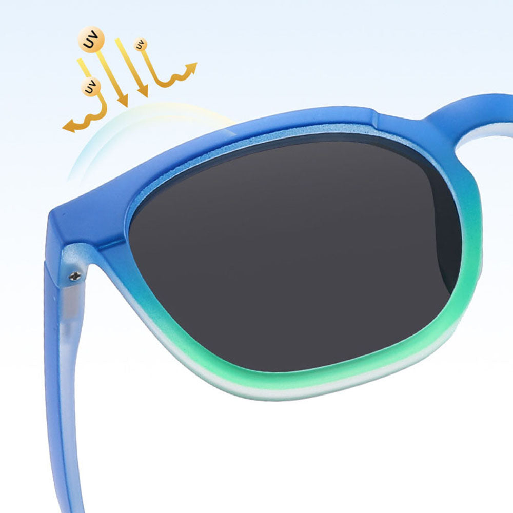 Techsuit 691 Kids Sunglasses, Polarized, UV Protection, Black Blue Green Gradient