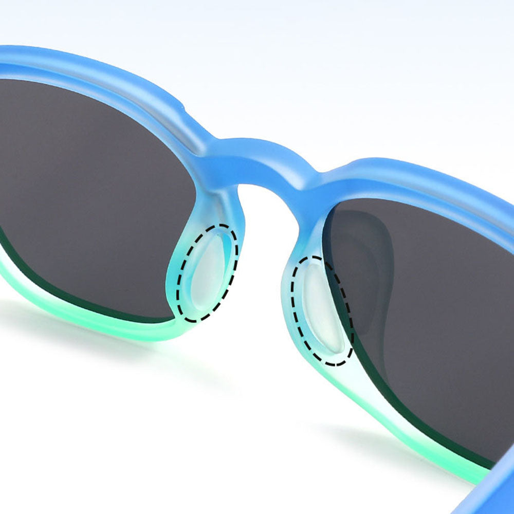Techsuit 691 Kids Sunglasses, Polarized, UV Protection, Black Blue Green Gradient
