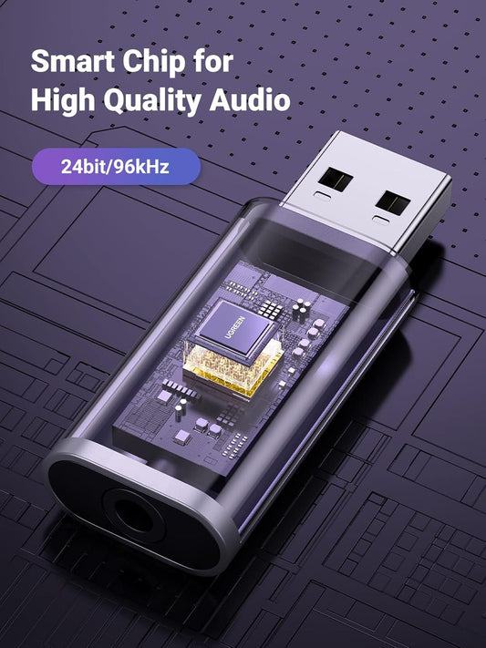 UGREEN CM383 USB-Soundkarte, 1 x 3,5mm Klinke, Grau