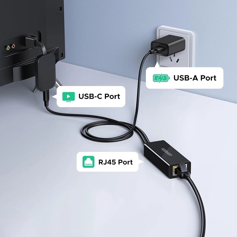UGREEN CR110 Netzwerkkarte (75535), RJ45, USB / USB-C, Schwarz