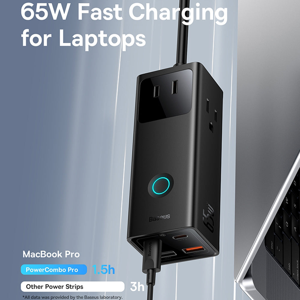 Baseus PowerCombo US Verlängerungskabel, 3 x Steckdose, Schwarz PSLA020101