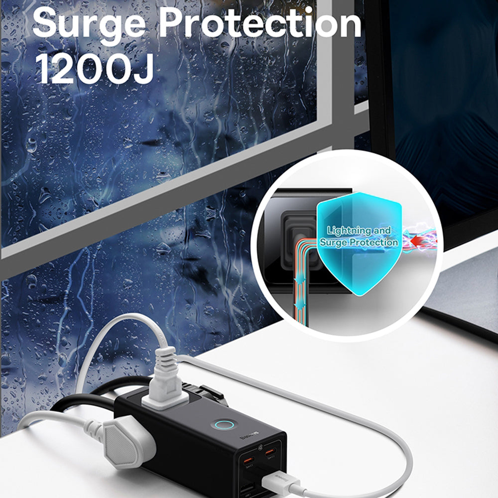 Baseus PowerCombo US Verlängerungskabel, 3 x Steckdose, Schwarz PSLA020101