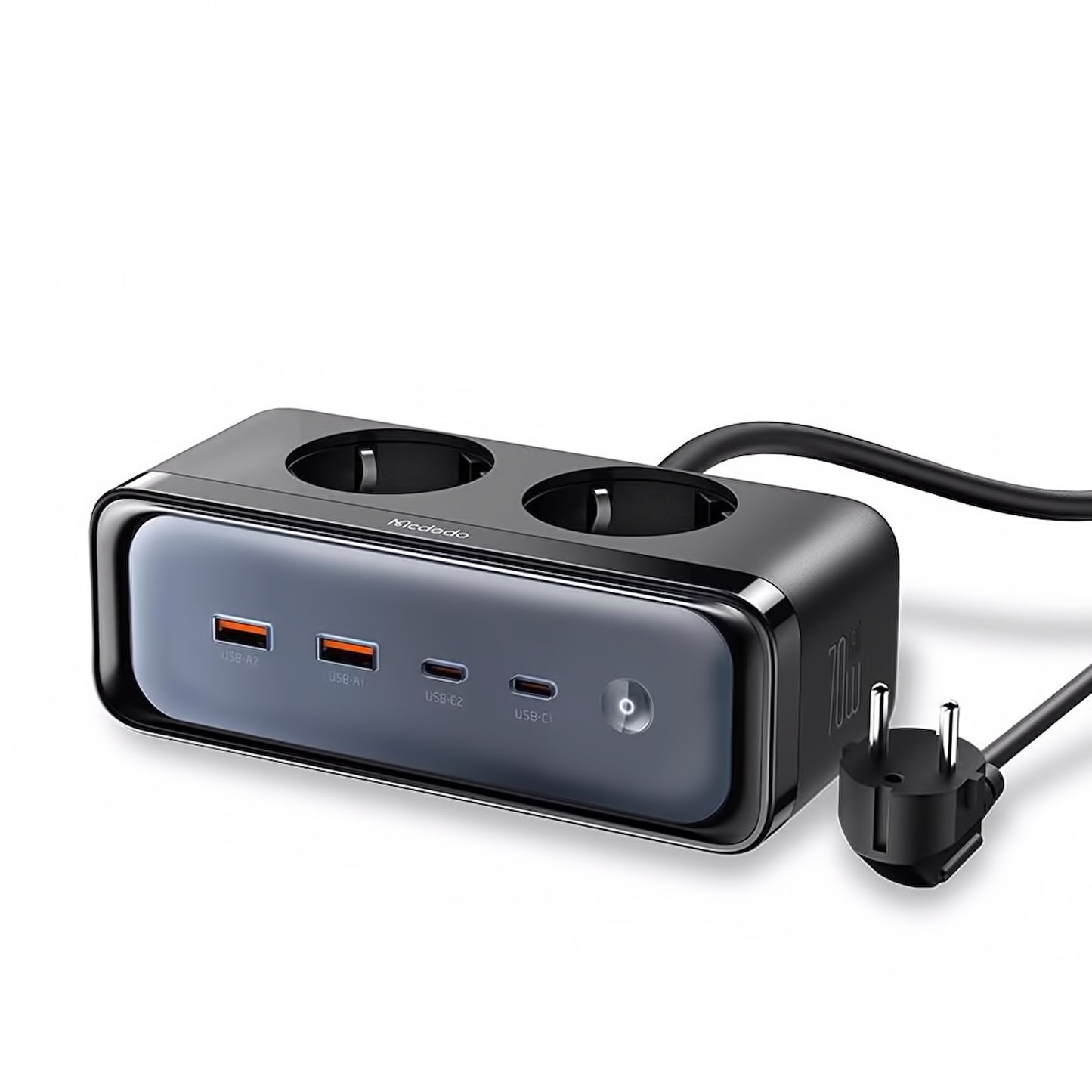McDodo CH-4610 Extension Cord, 2 x Schuko, Black