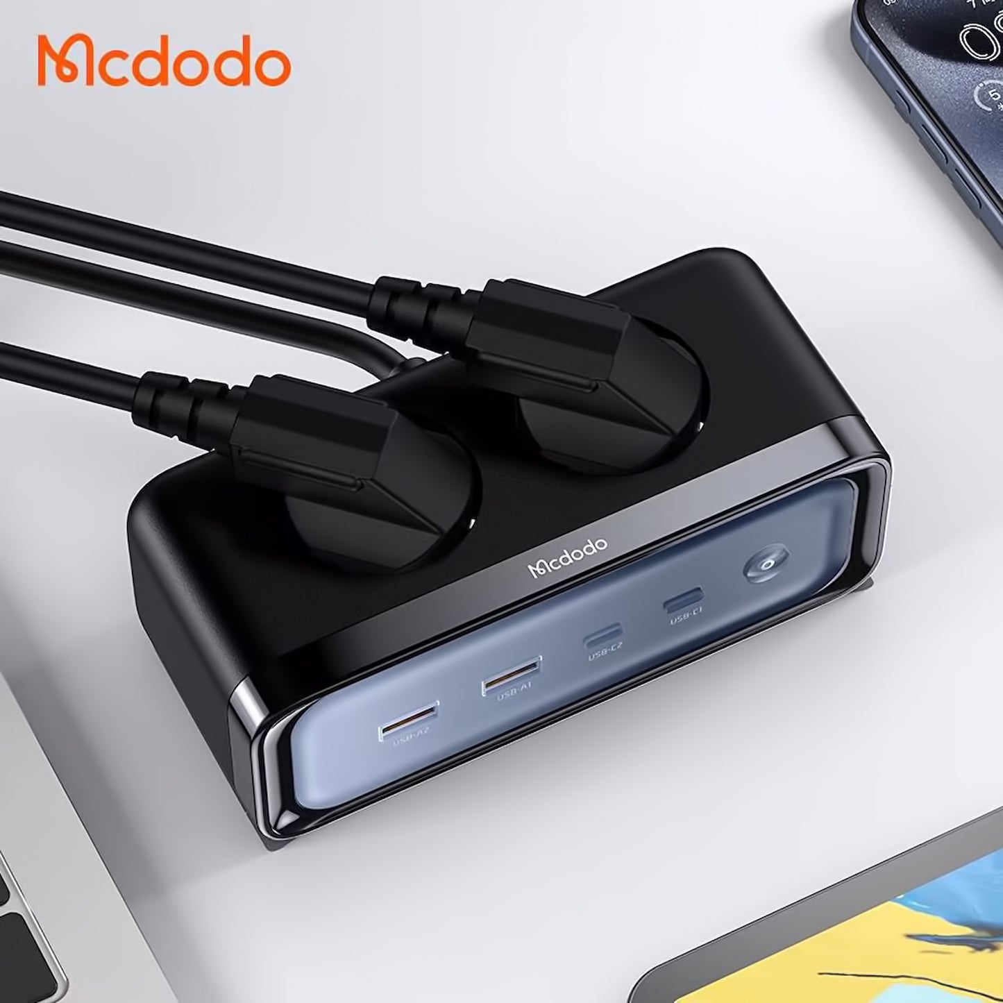 McDodo CH-4610 Extension Cord, 2 x Schuko, Black