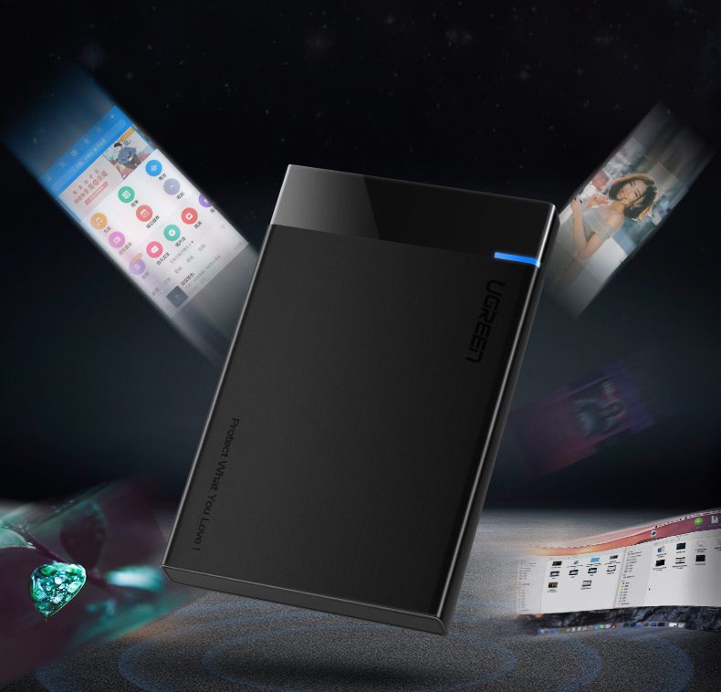 UGREEN US221 Rack für HDD / SSD SATA 2,5 Zoll, USB 3.2, Schwarz