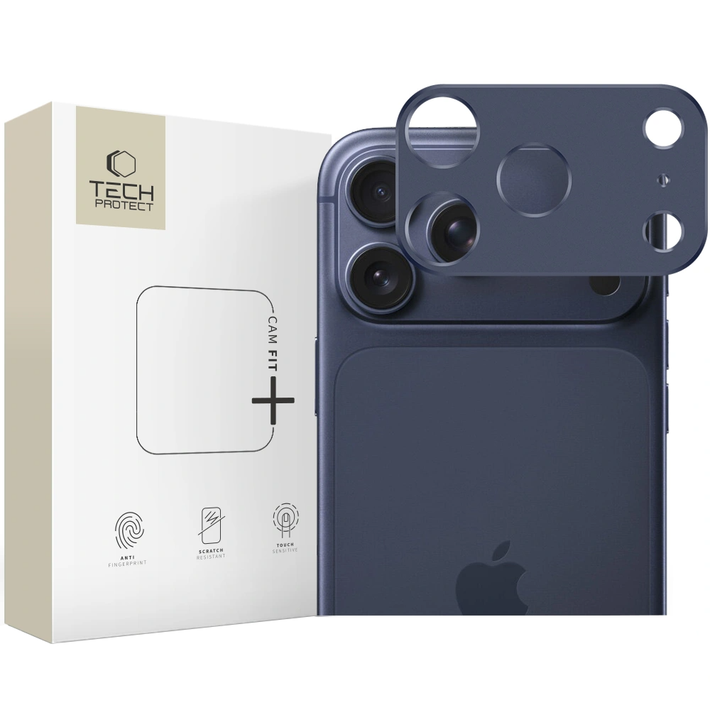 Tech-Protect Camalloy Fit+ Rear Camera Protection Frame for Apple iPhone 17 Pro Max, Aluminum, Navy Blue