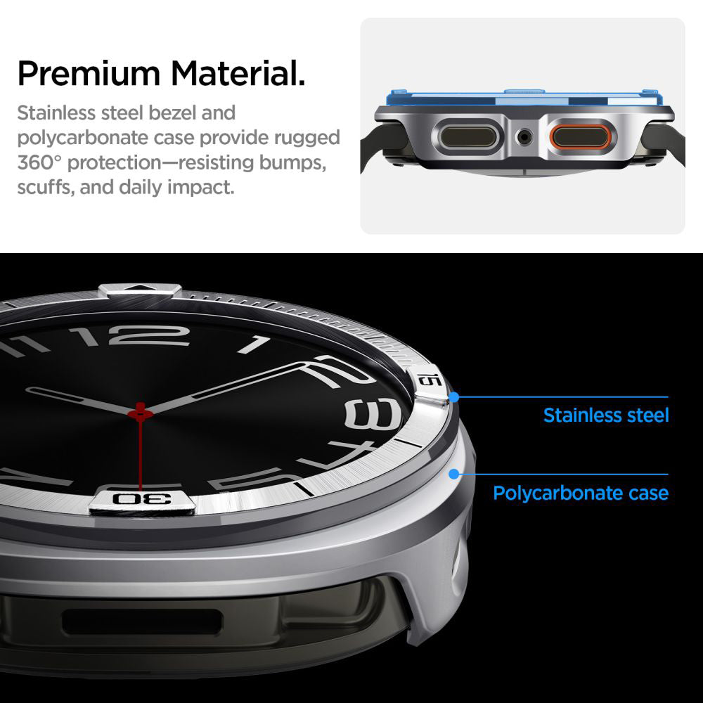 Spigen Tune Pro Pilot Schutzrahmen für Samsung Galaxy Watch8 44mm, Silber ACS10011