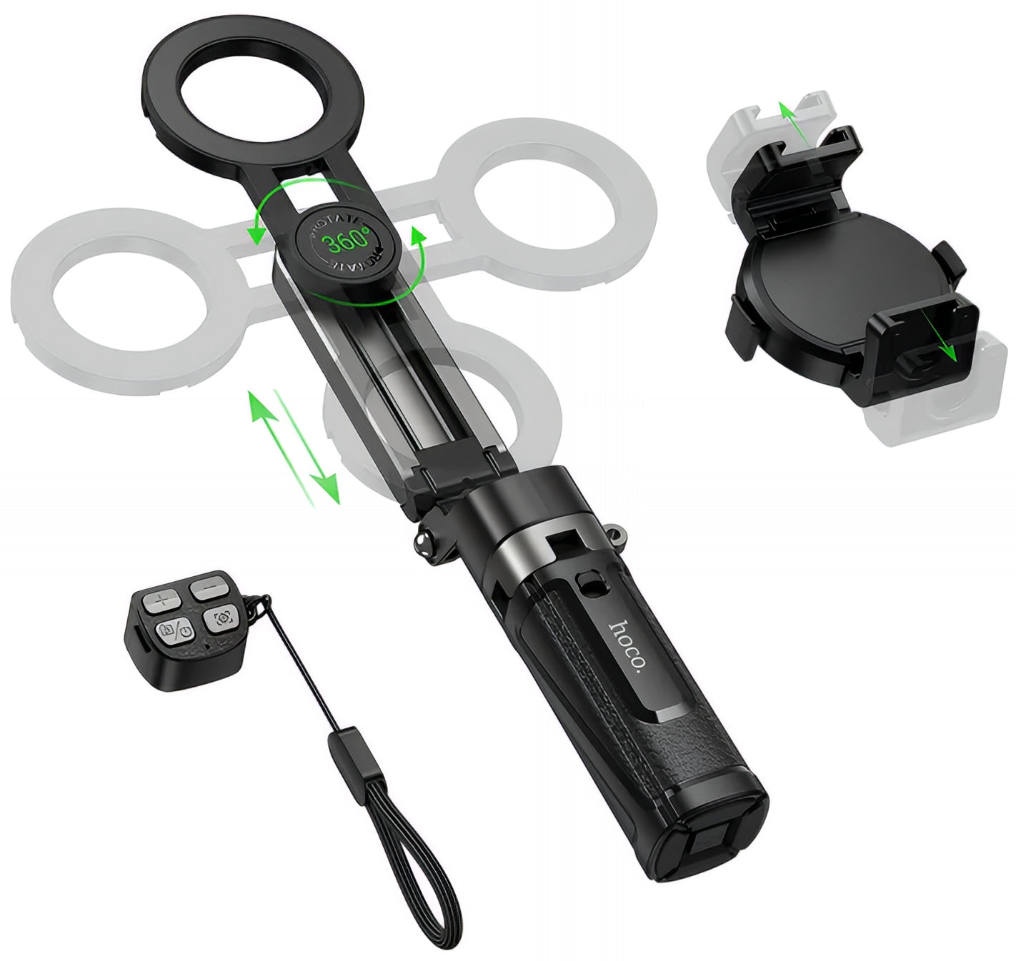 Bluetooth Selfie Stick HOCO K27 Pro, Universal, Black