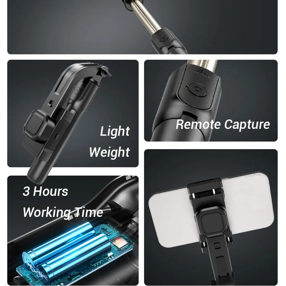 Selfie Stick Bluetooth Techsuit C06, Universal, Schwarz