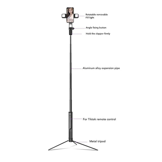 Selfie Stick Bluetooth Techsuit K30S, Universal, Schwarz